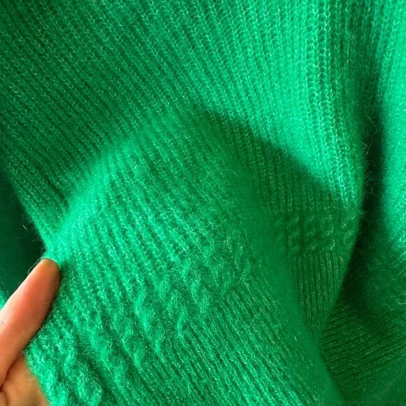 SEZANE Kelly Green Soft Alpaca Classic Preppy V Neck Sweater Cody Jumper XS - Picture 4 of 7
